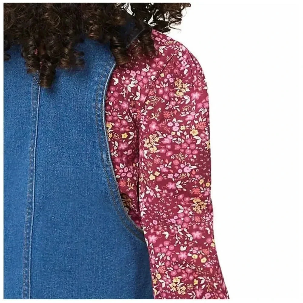 #5 BCBG Girls Kids' 2-piece Button Down Jean Skirt Jumper Set Floral Shirt